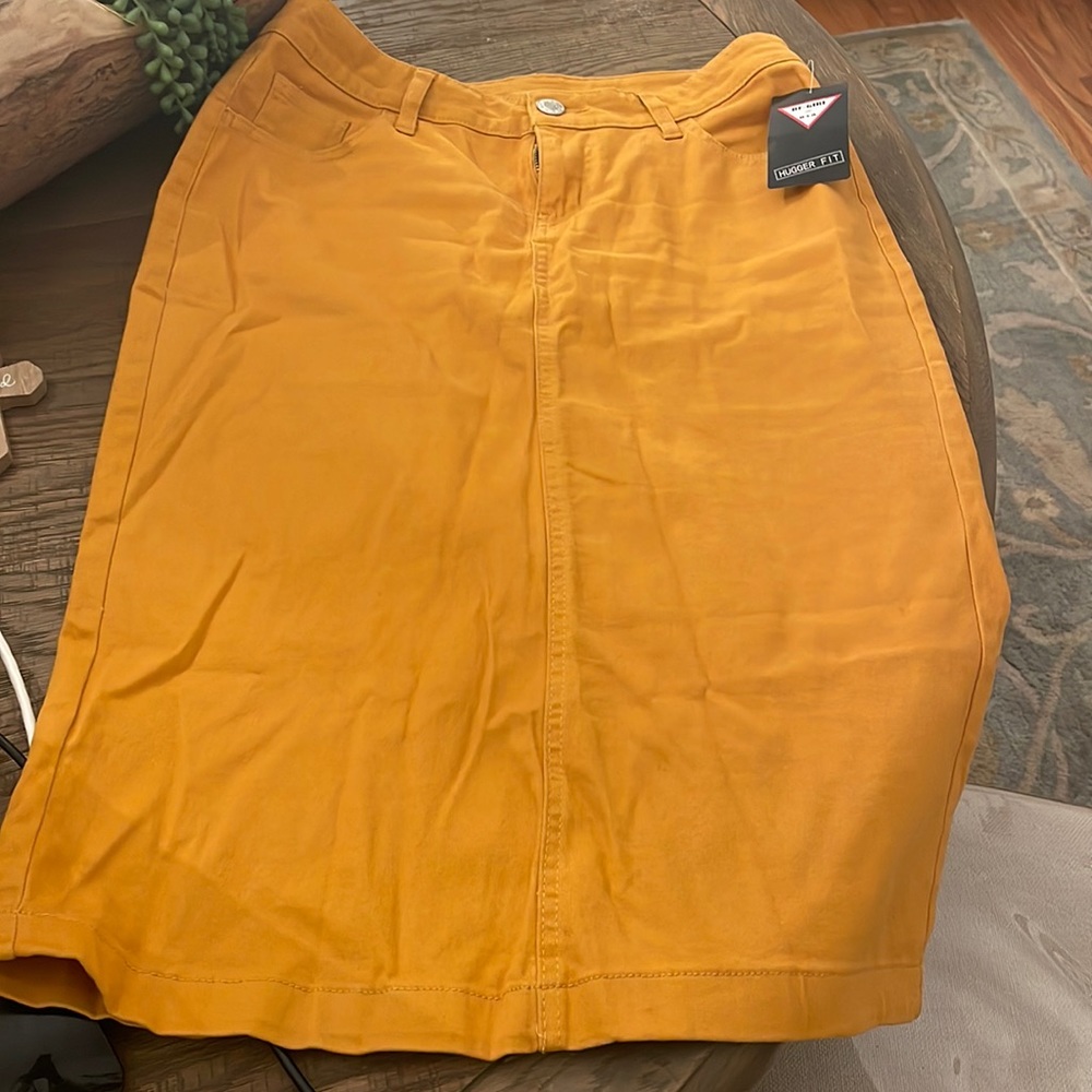 Be Girl Mustard Super Soft Denim Pencil Skirt